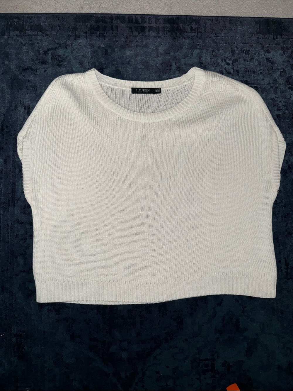 Ralph Lauren Cream Knit Short-Sleeve Crewneck Sweater